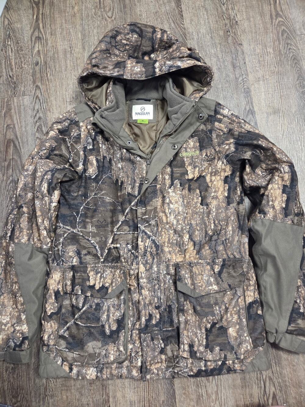 Magellan Camo Realtree Timber Print Fleece Insulated Lined Hooded Youth Coat XL